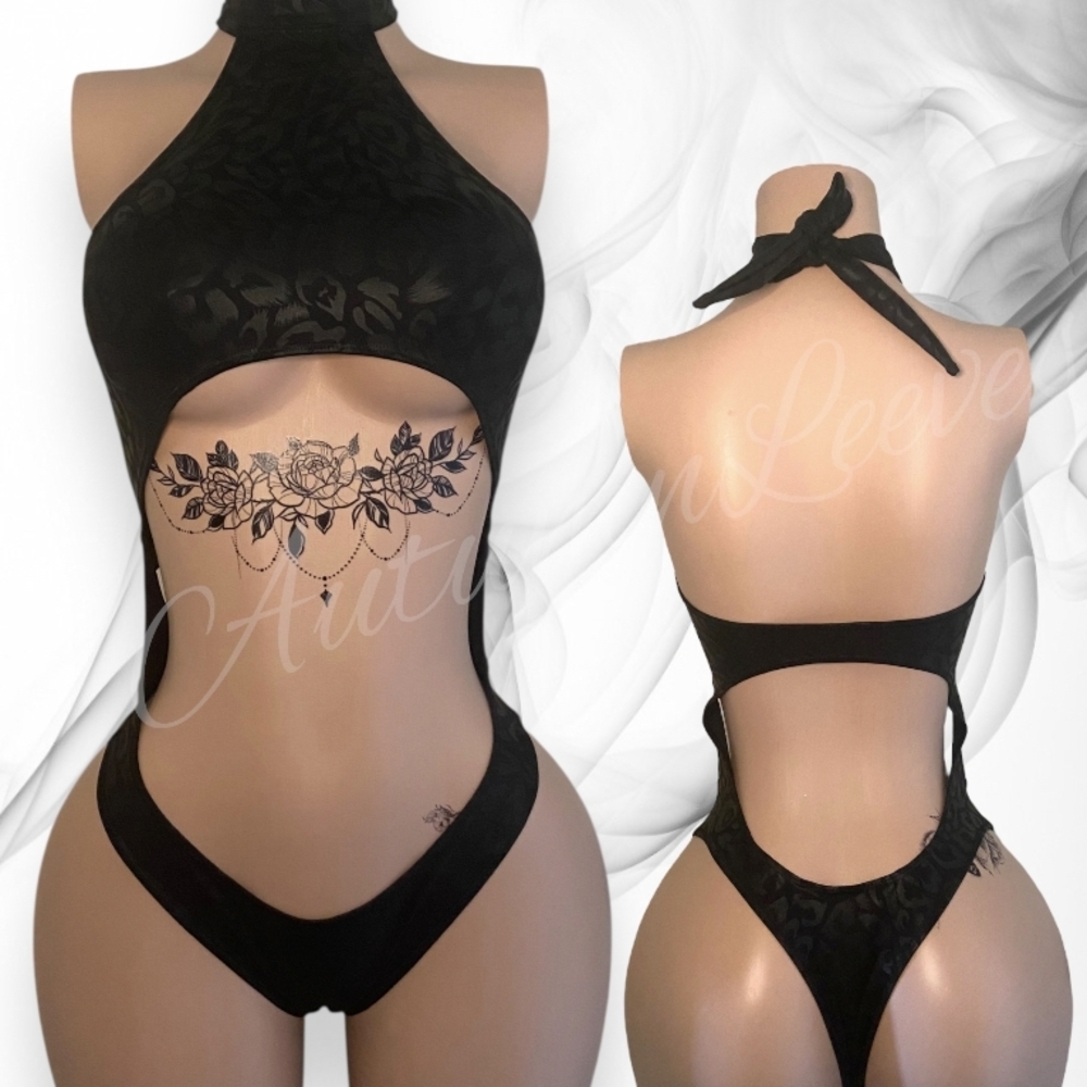 Black Halter Cutout Swimsuit